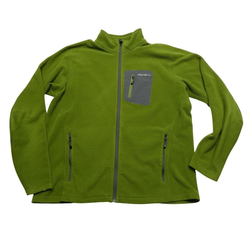 Eddie Bauer Jacket Mens XL Green‎ First Ascent Fleece Full Zip Outdoor Hiking